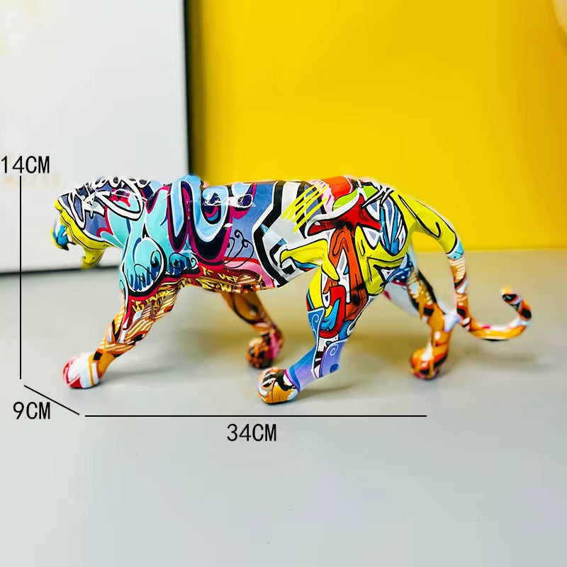 Abstract Resin Leopard Statue Africa Wildlife Panther Figurine Animal Sculpture Modern Home Desktop Office Decoration