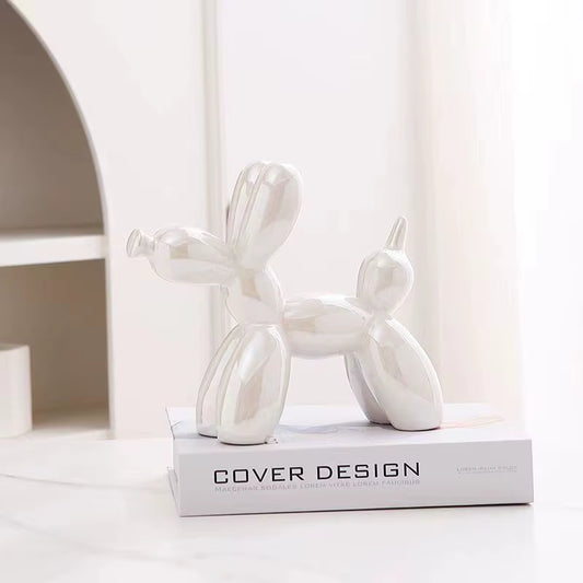 11Cm Mini Ceramic Balloon Dog Abstract Ornament Creative Sculpture Study Room Statue Home Office Accessories Festival Decoration