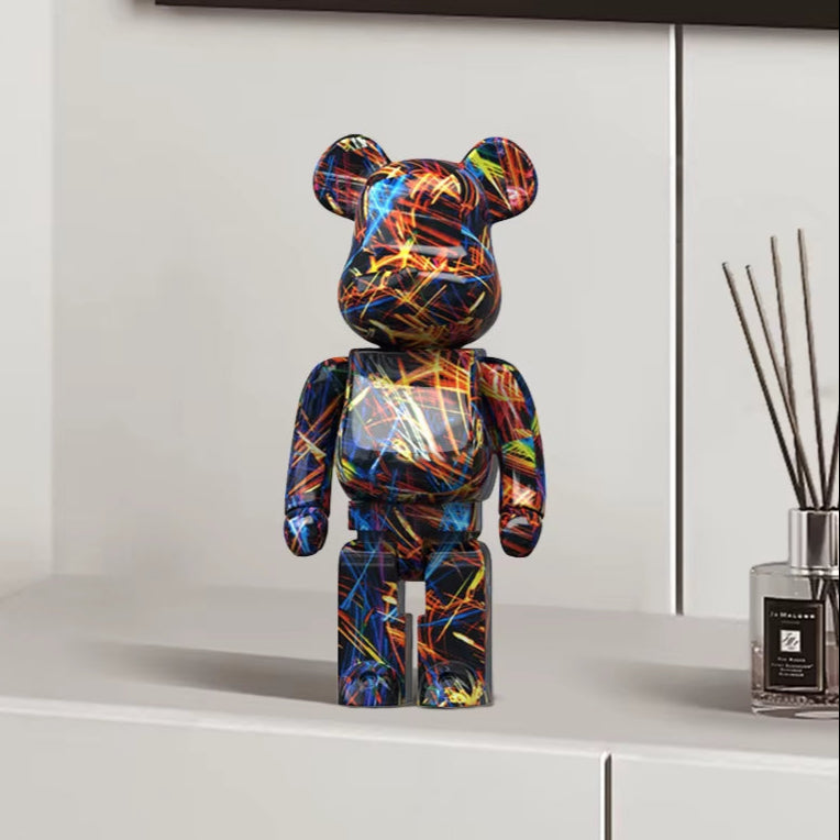 2024 New Graffiti Bear 27Cm Figurine Home Decoration Animal Statue Storage Money Jar Modern Room Sculpture Table Decor