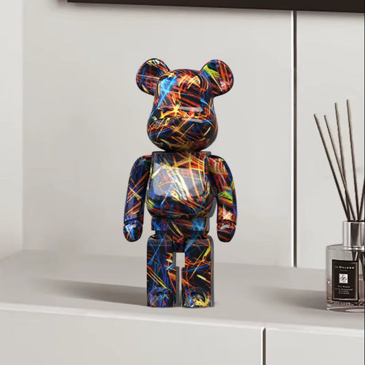 2024 New Graffiti Bear 27Cm Figurine Home Decoration Animal Statue Storage Money Jar Modern Room Sculpture Table Decor