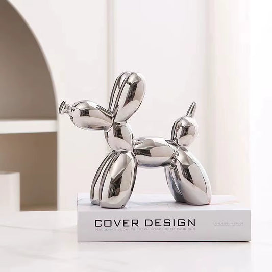 11Cm Mini Ceramic Balloon Dog Abstract Ornament Creative Sculpture Study Room Statue Home Office Accessories Festival Decoration