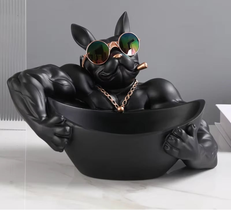 Cool Dog Figurine Dog Statue Storage Box Animal Ornament Resin Craft Art Sculpture Figurine Home Decoration Gift