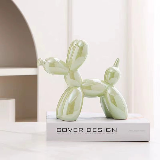 11Cm Mini Ceramic Balloon Dog Abstract Ornament Creative Sculpture Study Room Statue Home Office Accessories Festival Decoration