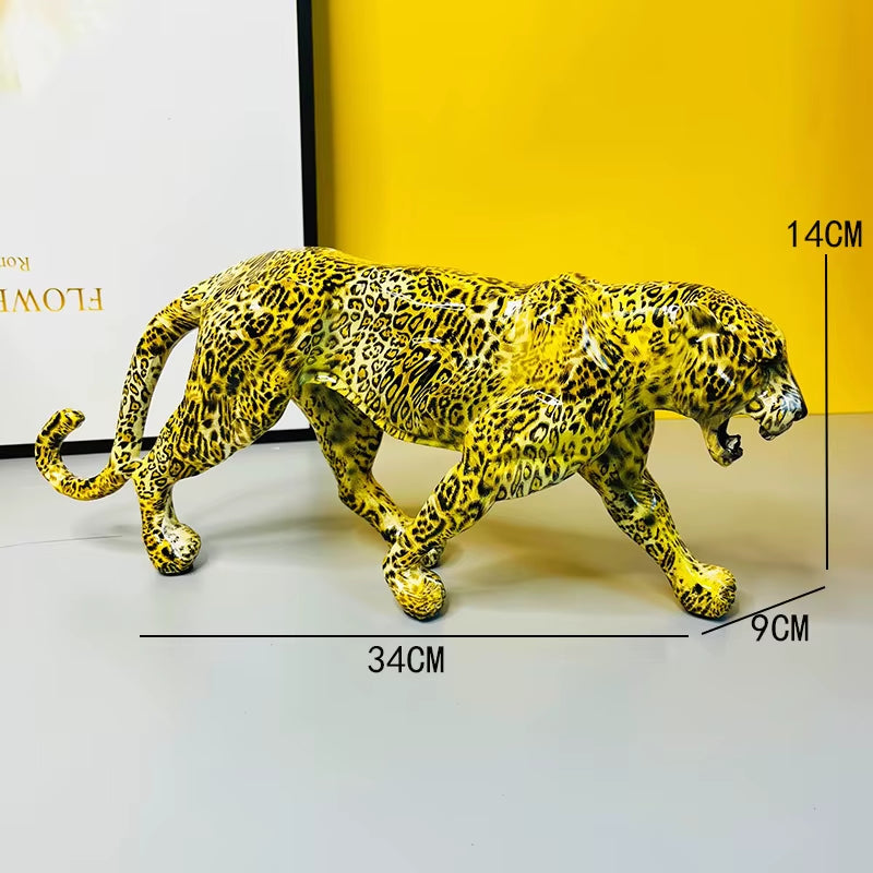 Abstract Resin Leopard Statue Africa Wildlife Panther Figurine Animal Sculpture Modern Home Desktop Office Decoration