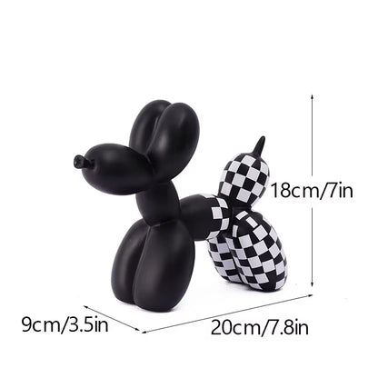 Classical Plaid Balloon Dog Ornament Luxury Tabletop Shelf Living Room Home Office Modern Art Decoration Accessories