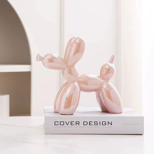 11Cm Mini Ceramic Balloon Dog Abstract Ornament Creative Sculpture Study Room Statue Home Office Accessories Festival Decoration