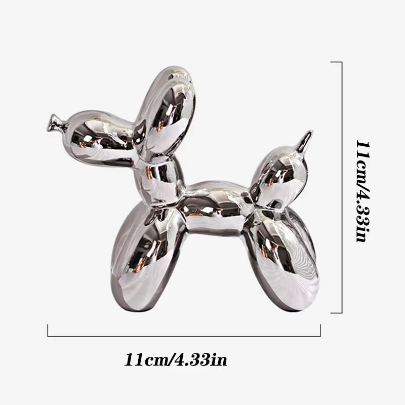 11Cm Mini Ceramic Balloon Dog Abstract Ornament Creative Sculpture Study Room Statue Home Office Accessories Festival Decoration