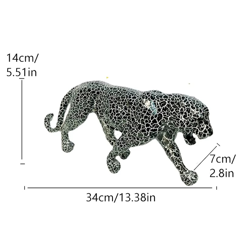 Abstract Panther Statue Leopard Sculpture Resin Cheetah Figurine Desktop Table Top Ornament Home Office Decor Gift