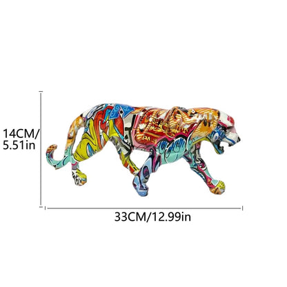 Abstract Resin Leopard Statue Africa Wildlife Panther Figurine Animal Sculpture Modern Home Desktop Office Decoration
