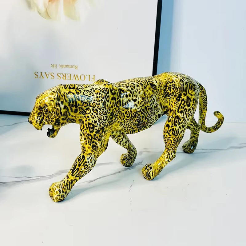 Abstract Panther Statue Leopard Sculpture Resin Cheetah Figurine Desktop Table Top Ornament Home Office Decor Gift
