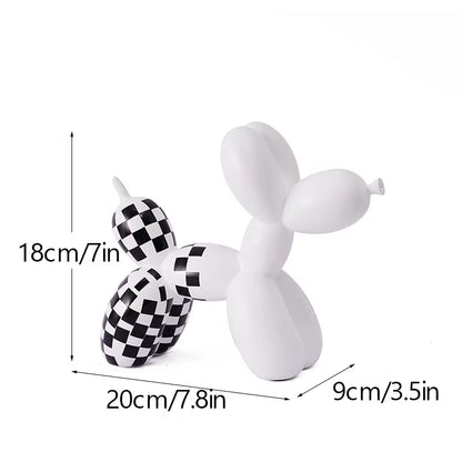 Classical Plaid Balloon Dog Ornament Luxury Tabletop Shelf Living Room Home Office Modern Art Decoration Accessories