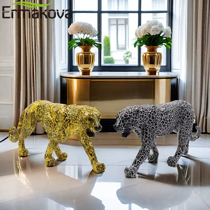 Abstract Panther Statue Leopard Sculpture Resin Cheetah Figurine Desktop Table Top Ornament Home Office Decor Gift