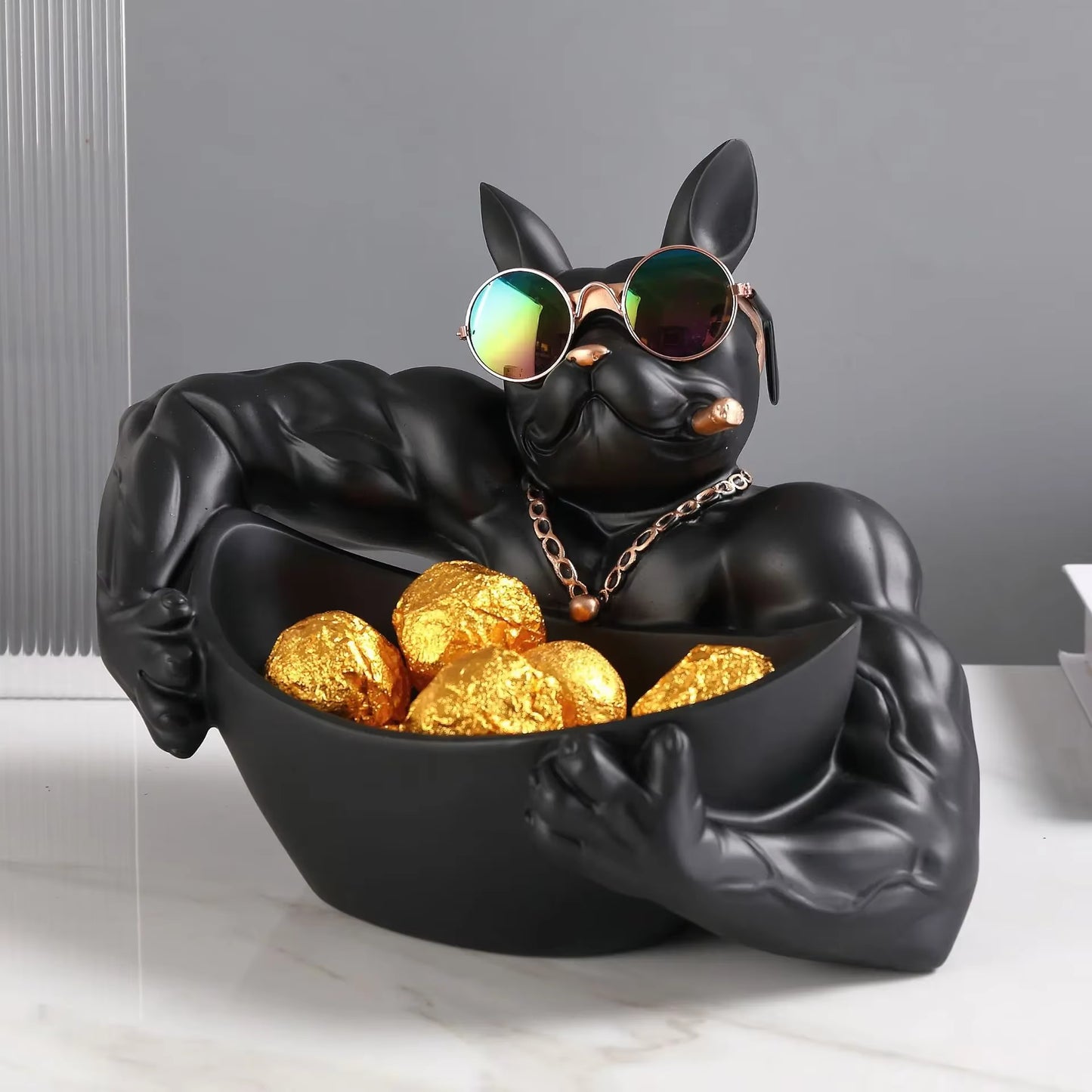 Cool Dog Figurine Dog Statue Storage Box Animal Ornament Resin Craft Art Sculpture Figurine Home Decoration Gift