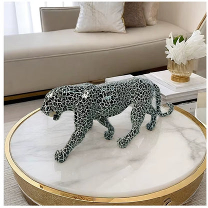 Abstract Panther Statue Leopard Sculpture Resin Cheetah Figurine Desktop Table Top Ornament Home Office Decor Gift