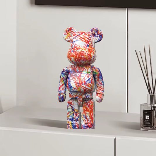 2024 New Graffiti Bear 27Cm Figurine Home Decoration Animal Statue Storage Money Jar Modern Room Sculpture Table Decor