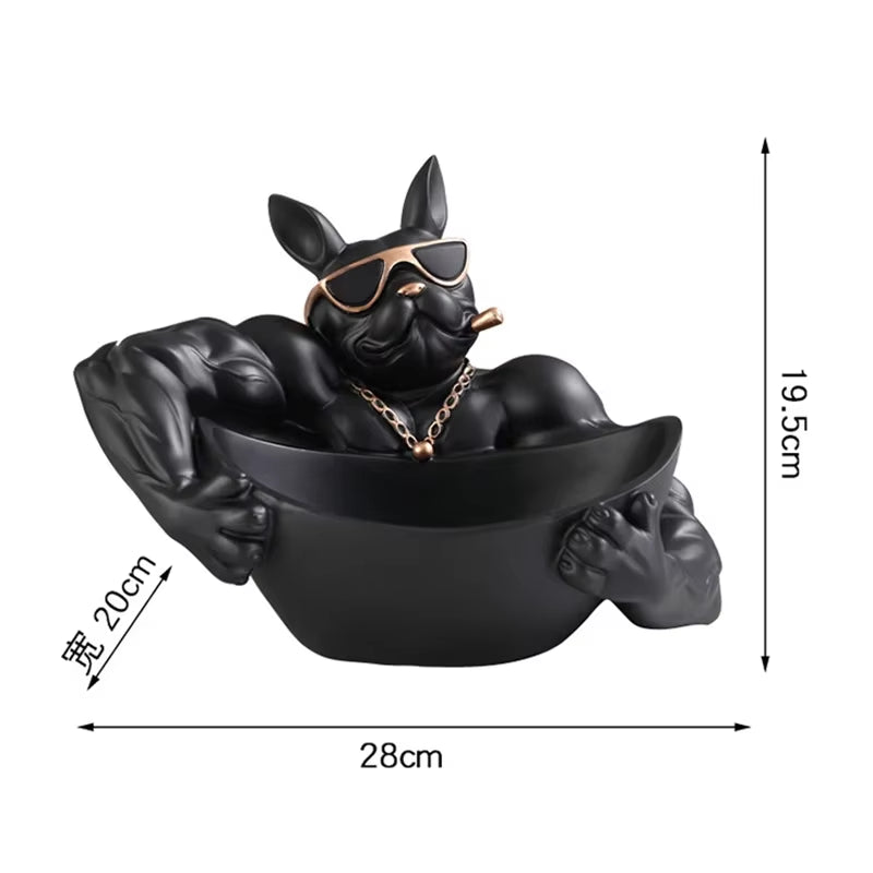 Cool Dog Figurine Dog Statue Storage Box Animal Ornament Resin Craft Art Sculpture Figurine Home Decoration Gift
