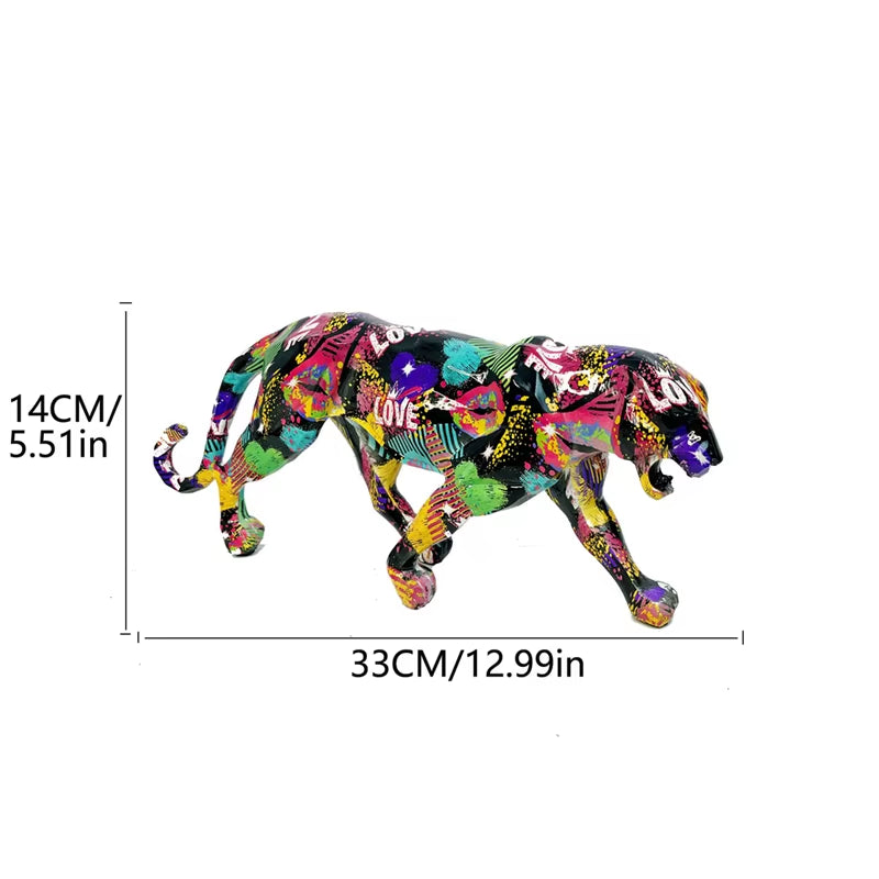 Abstract Resin Leopard Statue Africa Wildlife Panther Figurine Animal Sculpture Modern Home Desktop Office Decoration